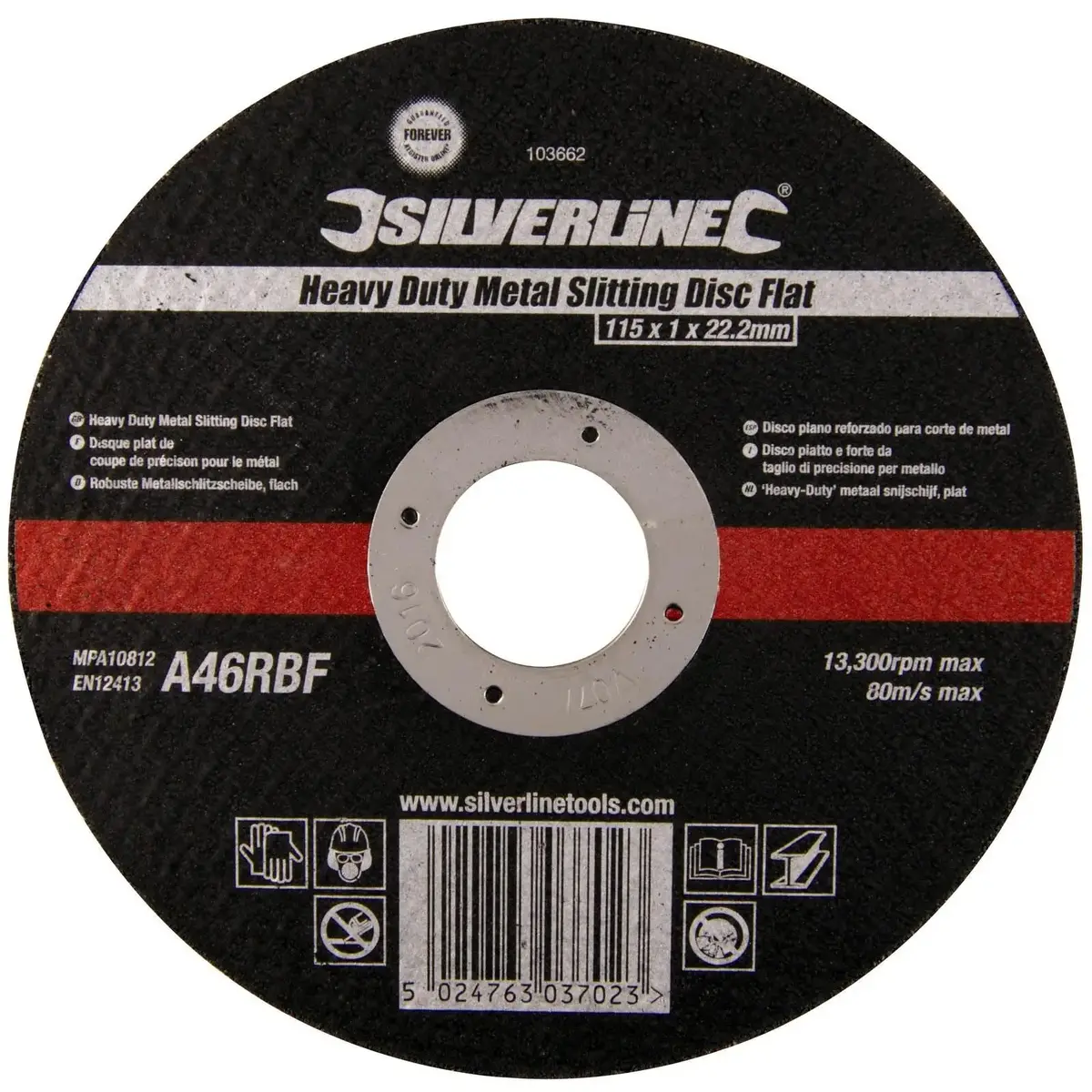 Silverline Heavy Duty Metal Slitting Disc Flat 115 X 1 X 22.23Mm 1