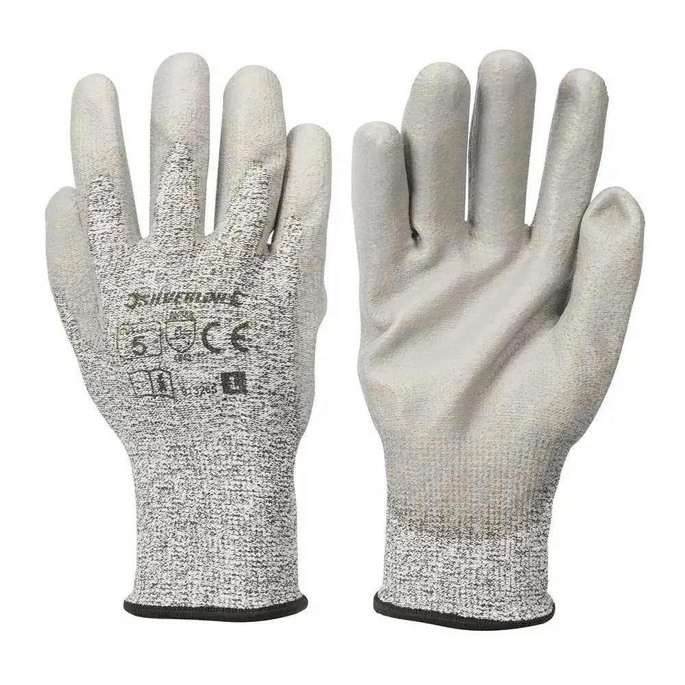 Silverline Large Cut 5 Gloves Kevlar Abrasion Tear Puncture Safety Work Builders 1