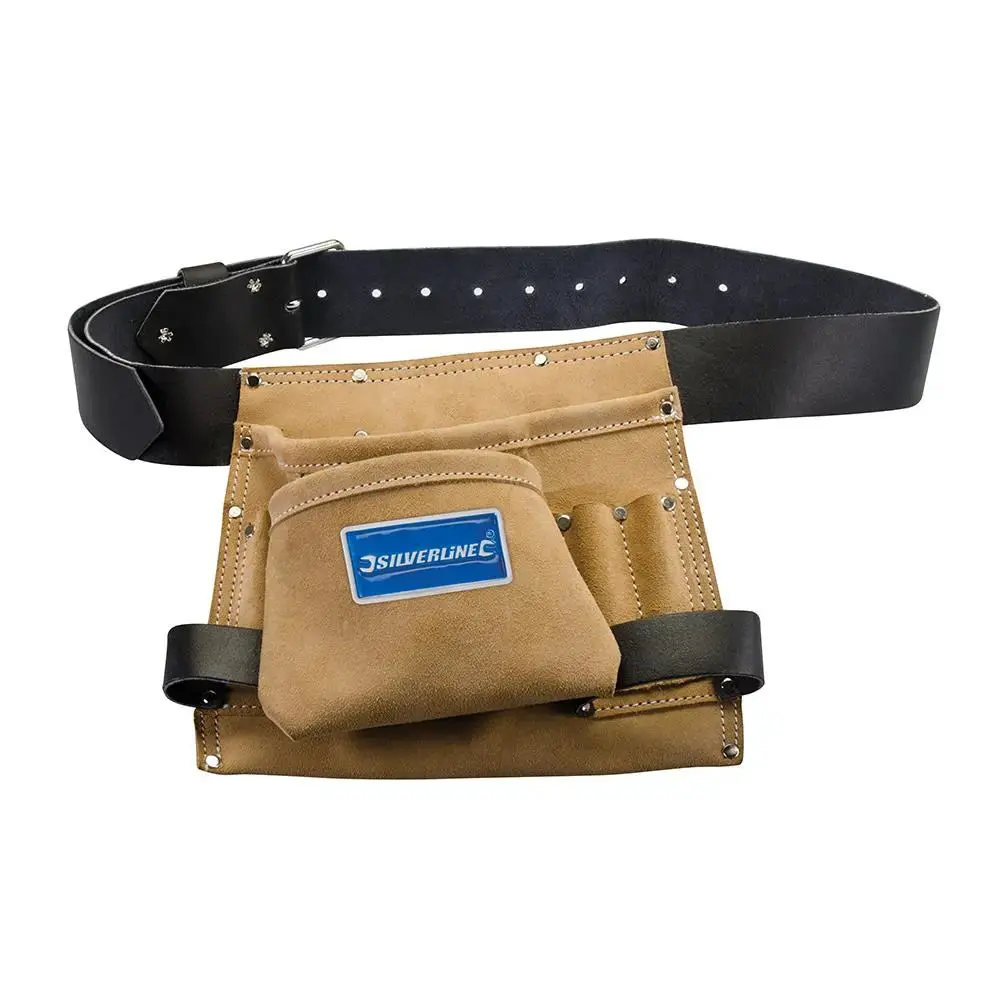 Silverline Leather Nail & Tool Bag 8 Pocket 260 X 230Mm 675030 1