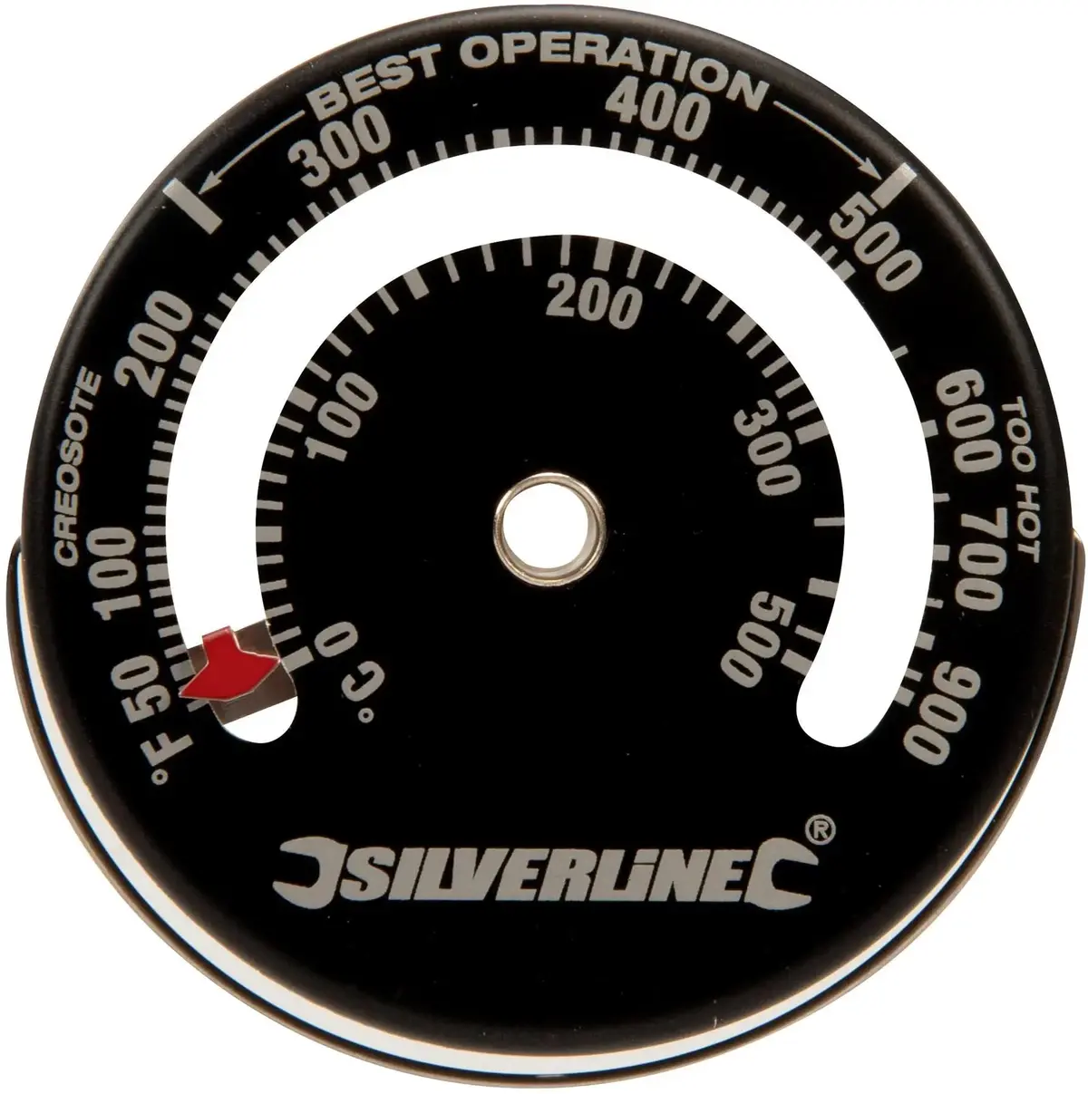 Silverline Magnetic Stove Flue Pipe Thermometer Wood Log Burner 0-500°C 1
