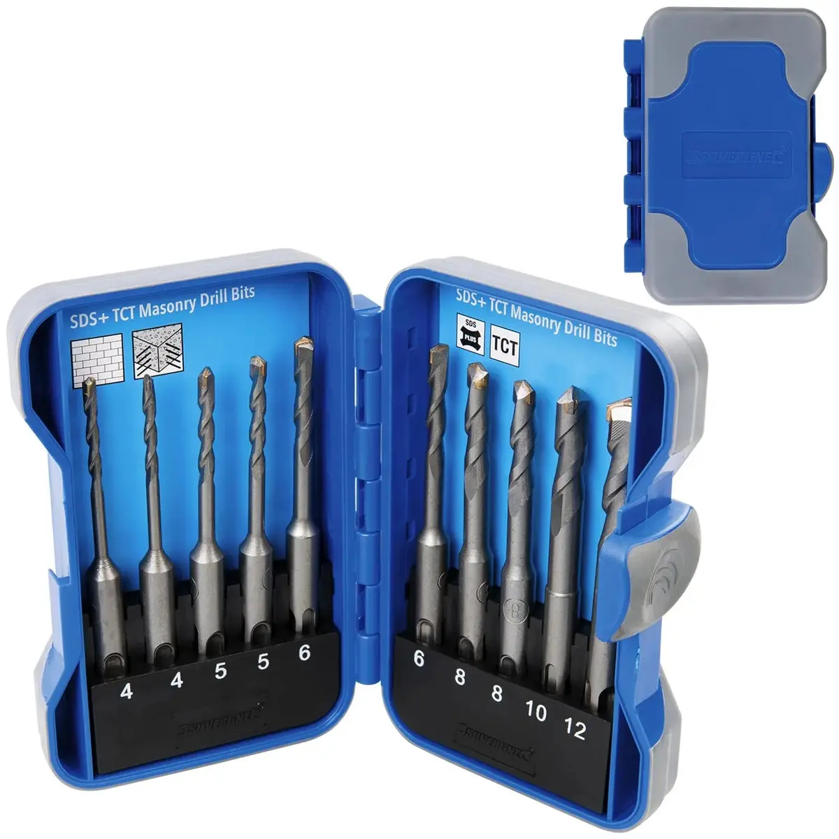 Silverline Masonry Drill Bit Set Sds Plus Concrete Brick Stone Block 10Pc 4-12Mm 1