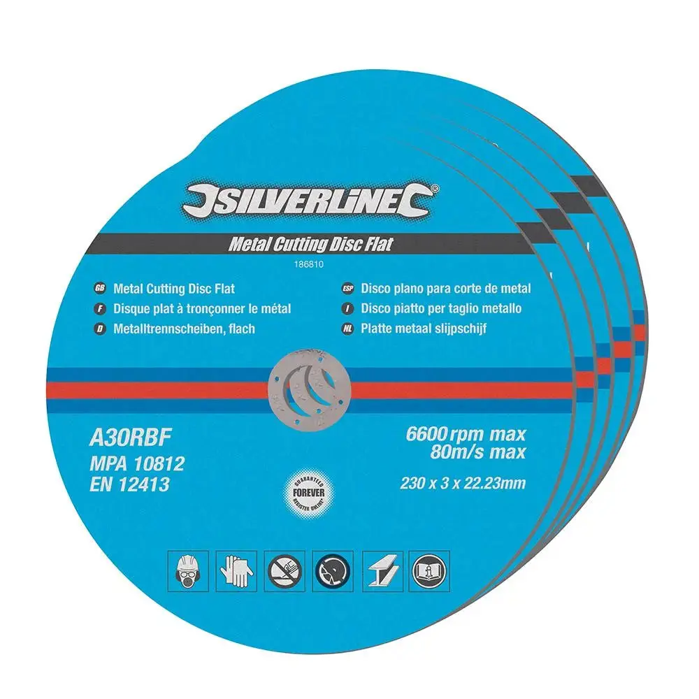 Silverline Metal Cutting Discs Flat 5Pk 230 X 3 22.23Mm 186810 1