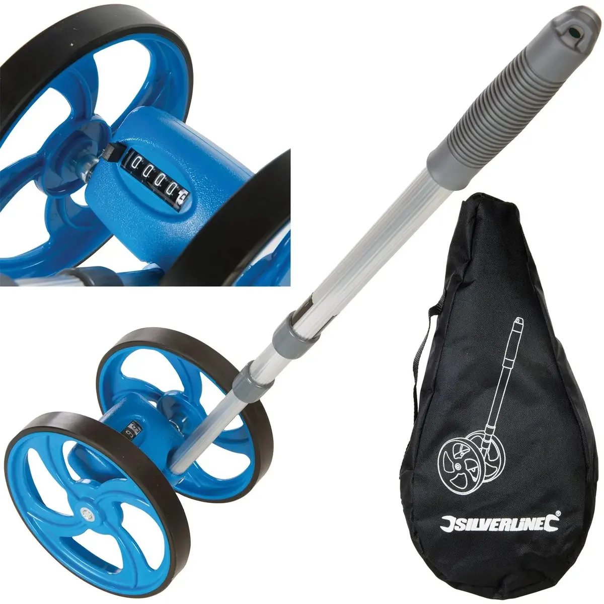 Silverline Mini Measuring Wheel 9999M Telescopic Handle Analogue 1