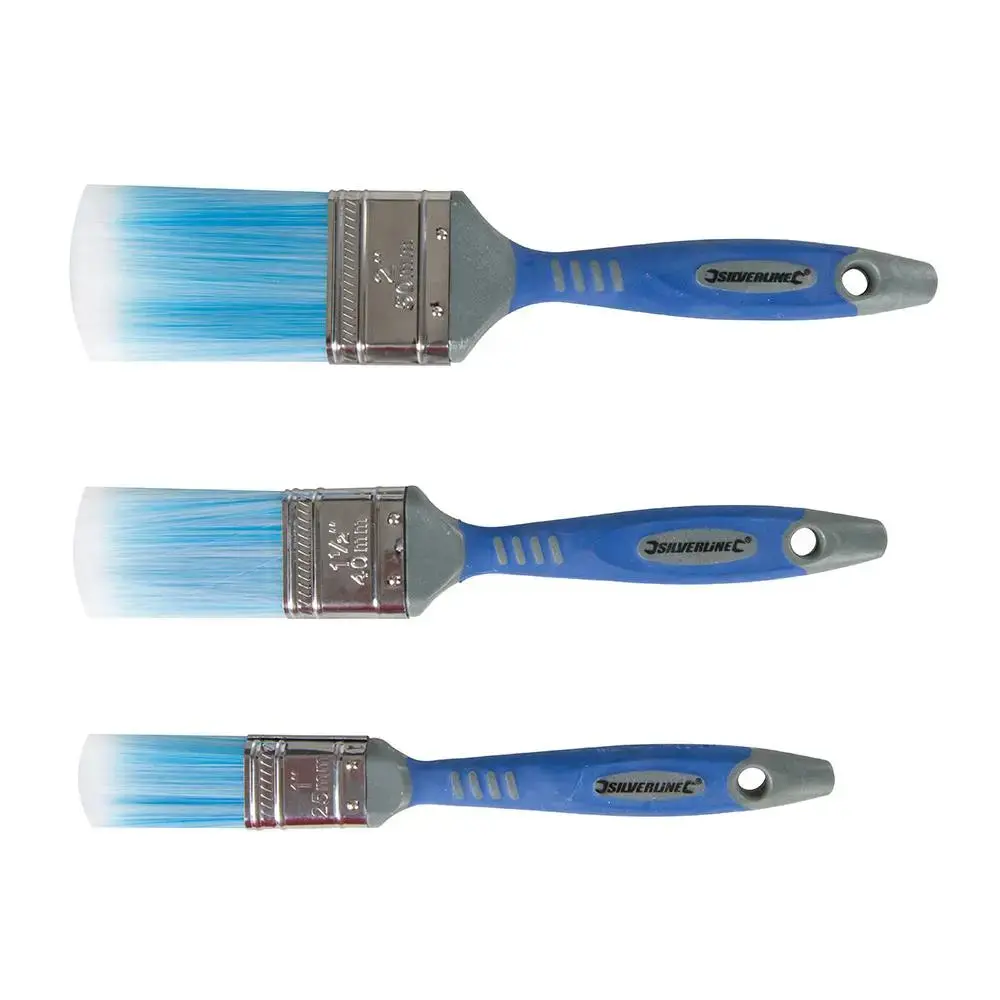 Silverline No-Loss Synthetic Paint Brush Set 3Pce 25, 40 & 50Mm 344268 1
