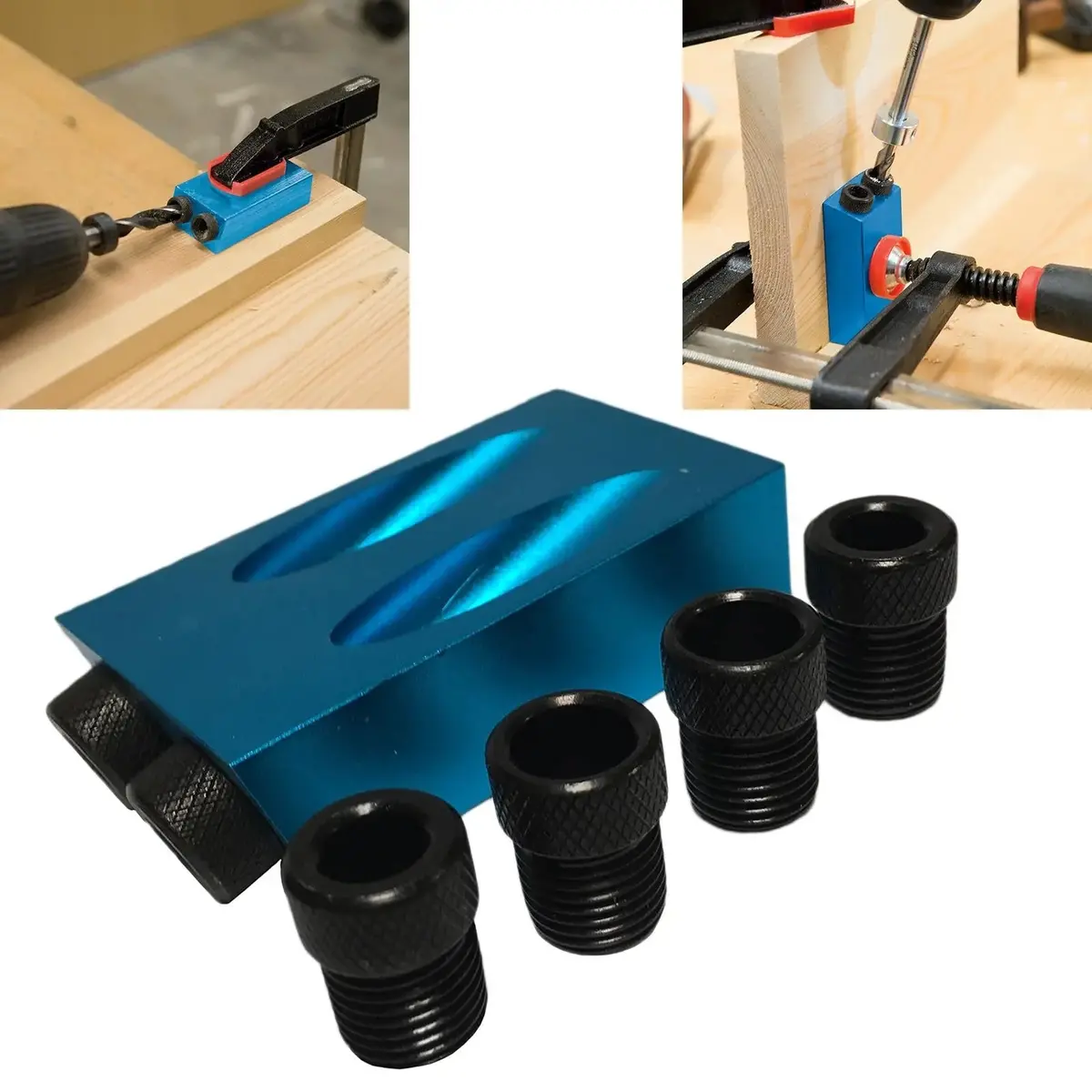 Silverline Pocket Hole Dowel Jig 6, 8, 10Mm Guides Screw Joint Wood Joiner Drill 1
