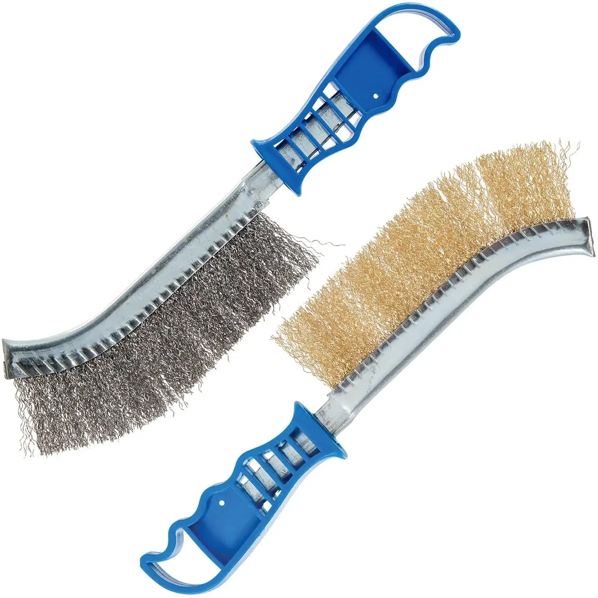 Silverline Steel Brass Wire Bristle Brush 2 Pack 240Mm Paint Rust Metal Cleaning 1