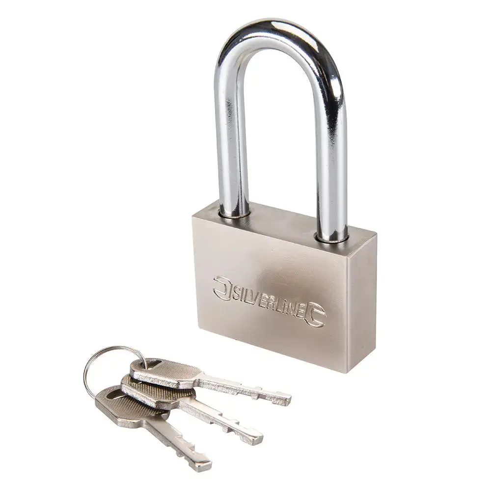 Silverline Steel Padlock Long Shackle 60Mm 186812 1