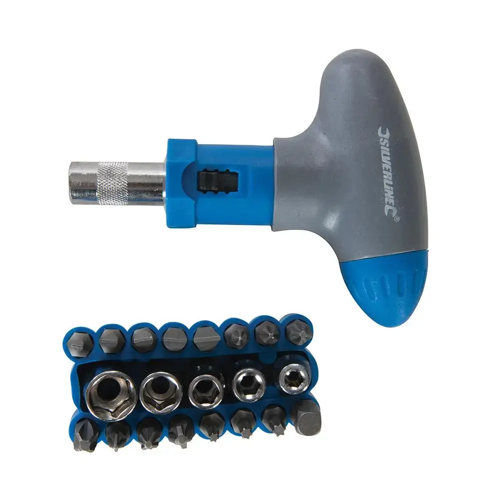 Silverline T-Handle Ratchet Screwdriver Set 22Pce 380746 1