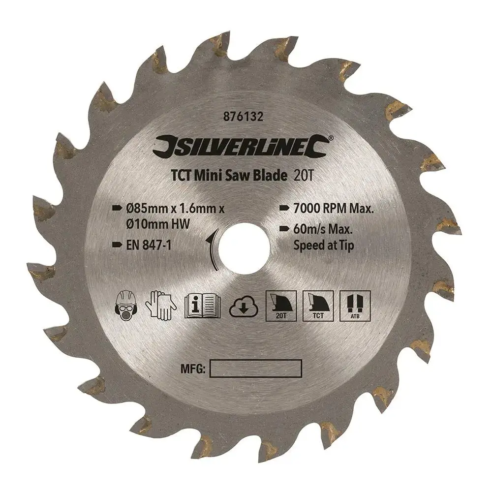 Silverline Tct Mini Saw Blade 85Mm Dia - 10Mm Bore 20T 876132 1