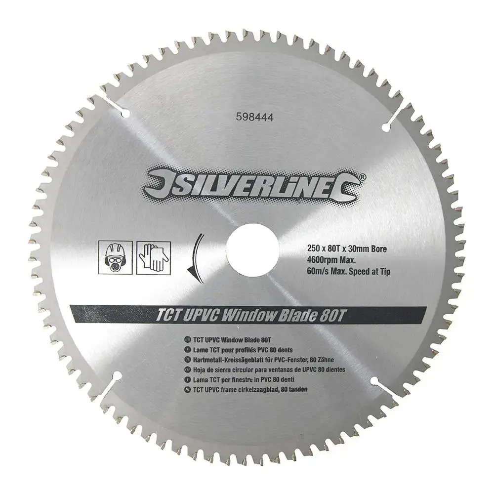 Silverline Tct Upvc Window Blade 80T 250 X 30 - 25, 20, 16Mm Rings 598444 1