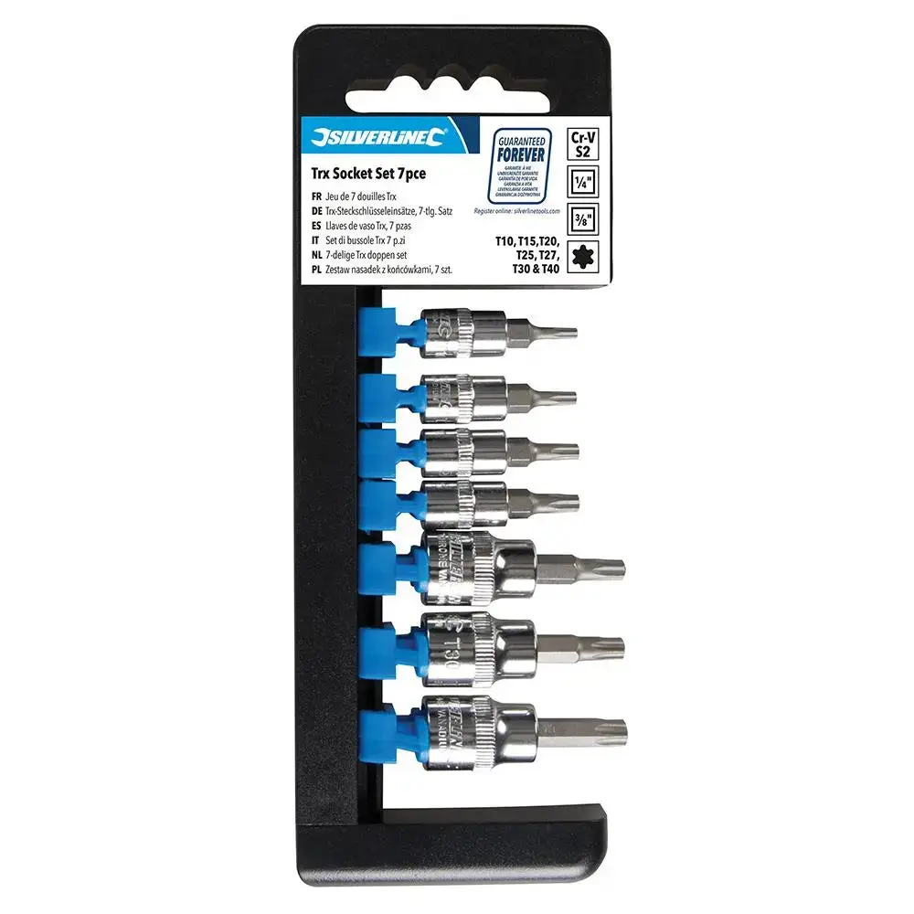 Silverline Trx Socket Set 1/4" & 3/8" Drive 7Pce T10 - T40 763566 1