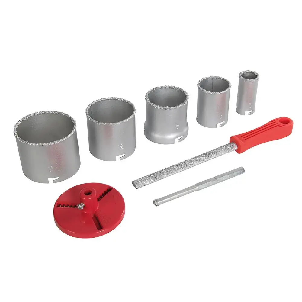 Silverline Tungsten Grit Holesaw Kit 8Pce 33 - 83Mm Dia 633621 1