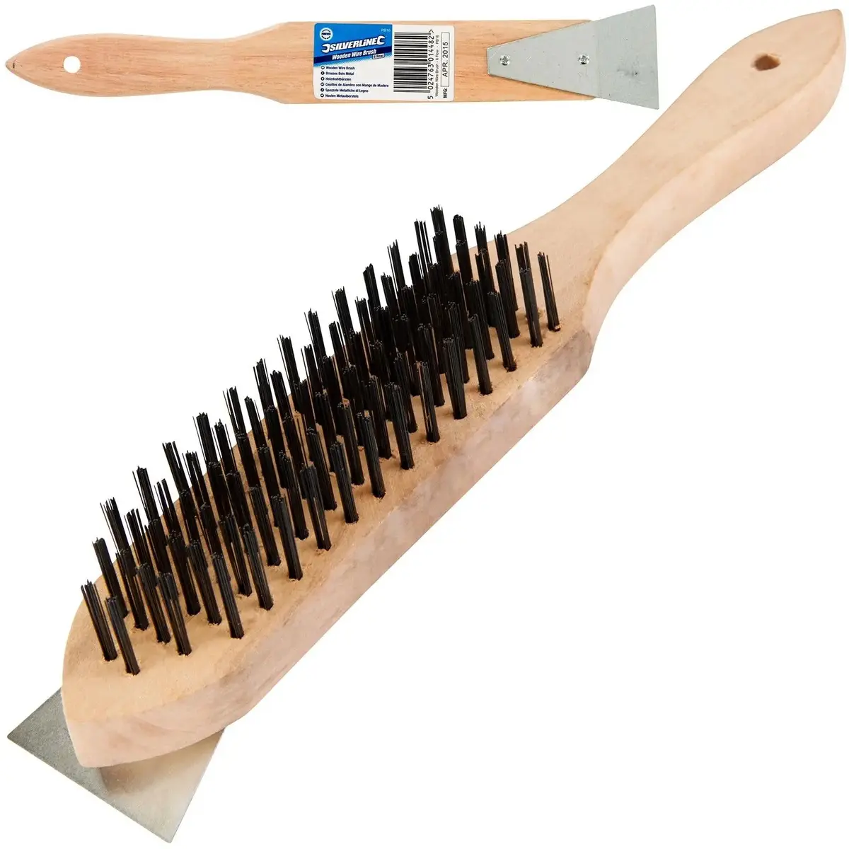 Silverline Wire Brush Scraper Wooden Heavy Duty Steel Bristles 290Mm Cleaning 1