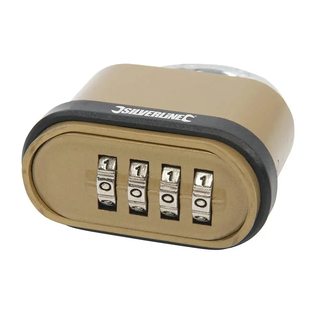 Silverline Zinc Alloy Combination Padlock 4-Digit 50Mm 472645 1