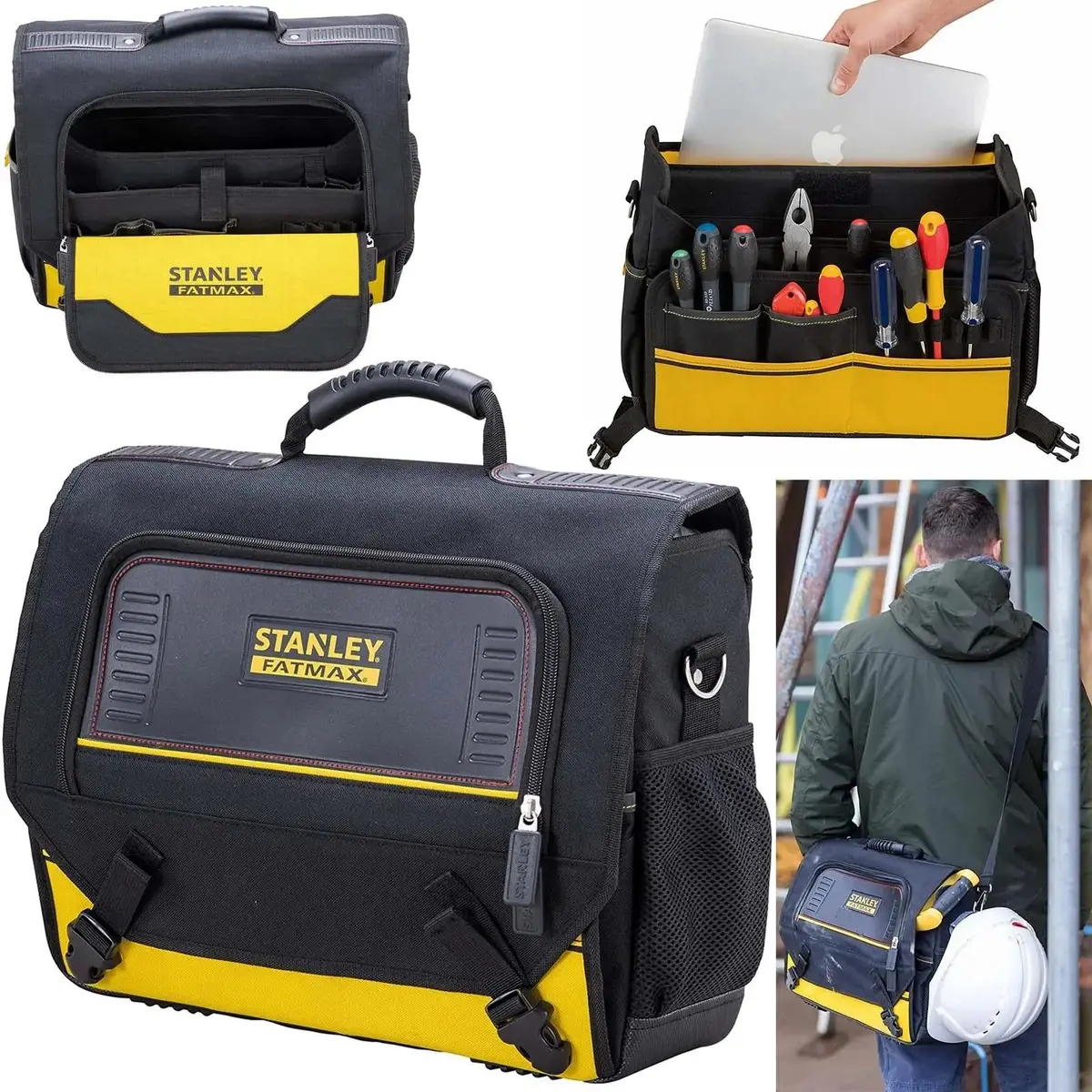 Stanley Fatmax Laptop Bag Case Storage Travel Site Water Resistant Bottom Carry Handle Shoulder Strap 1