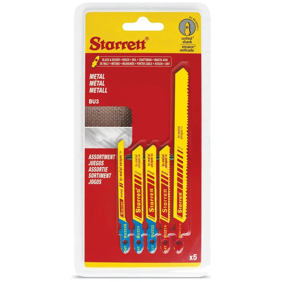 Starrett Jigsaw Blade Set Metal Cutting Assortment 5 Pack Bi-Metal Sa394 Bu3 1