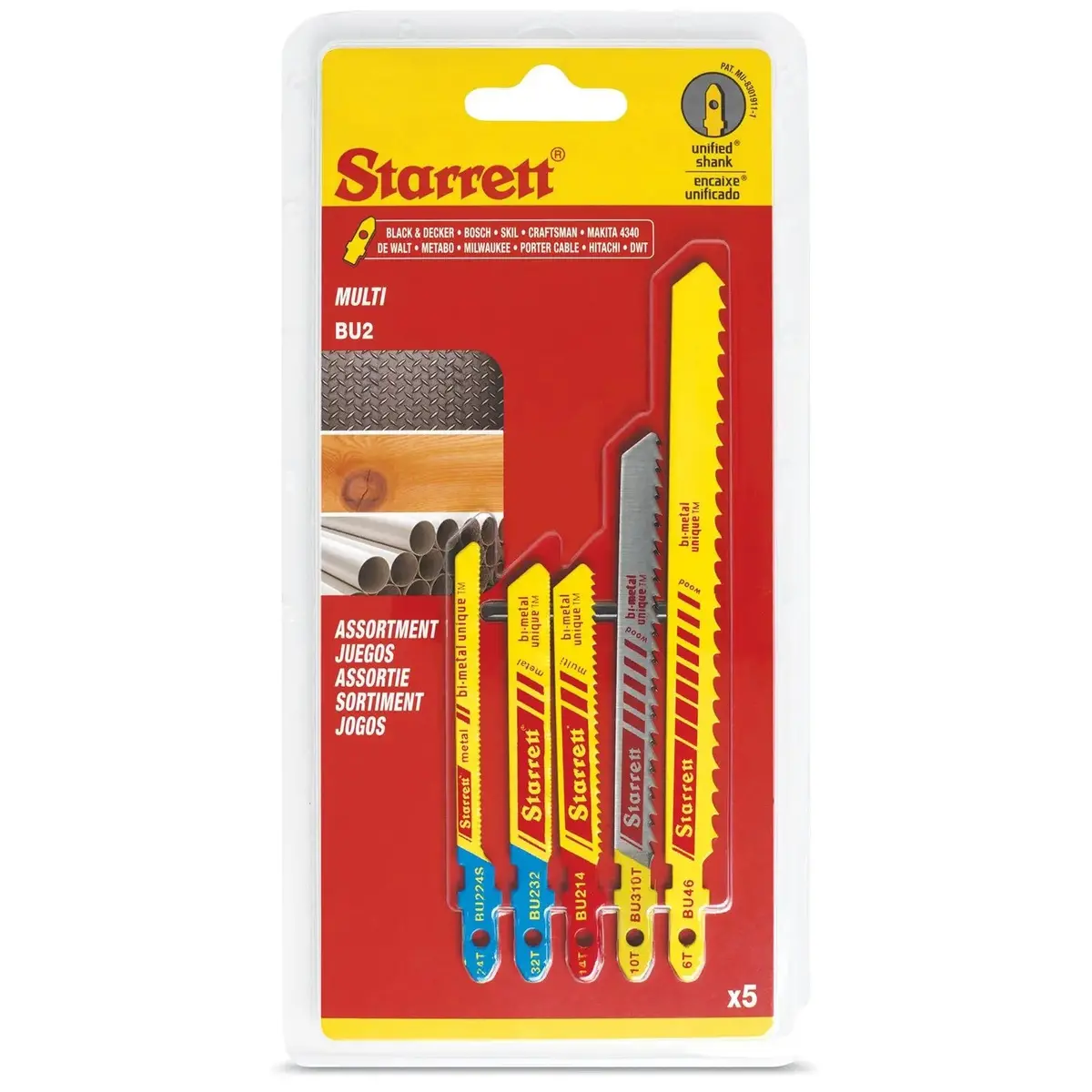 Starrett Jigsaw Blade Set Multi-Purpose Wood Metal Cutting Assortment 5 Pack Bi-Metal Sa392 Bu2 1