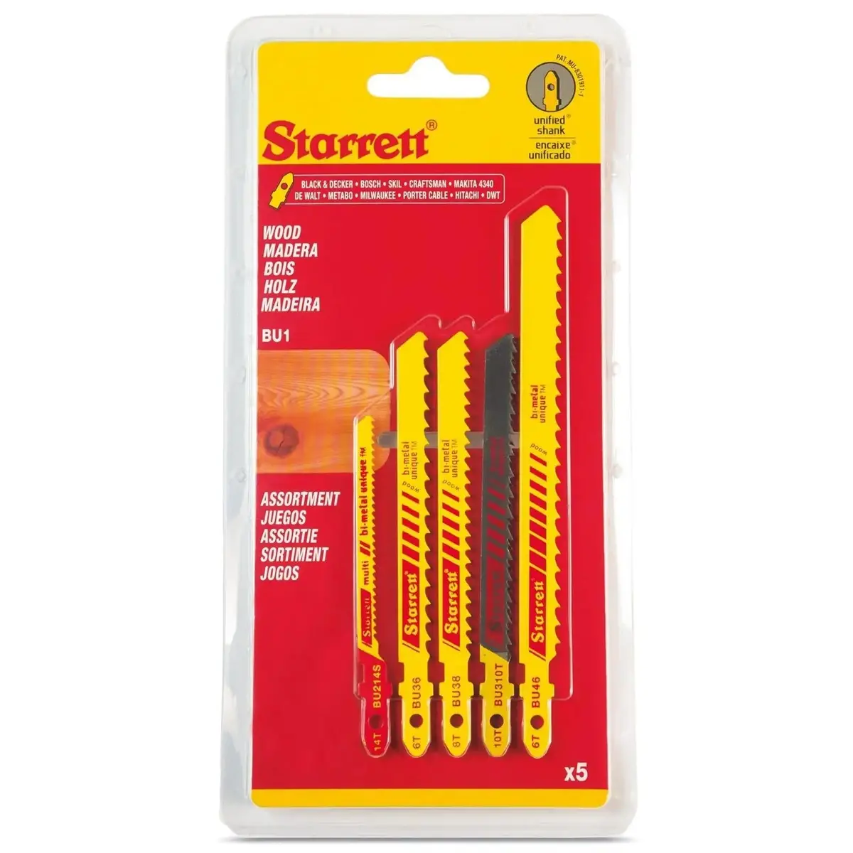Starrett Jigsaw Blade Set Wood Cutting Assortment 5 Pack Bi-Metal Sa390 Bu1 1