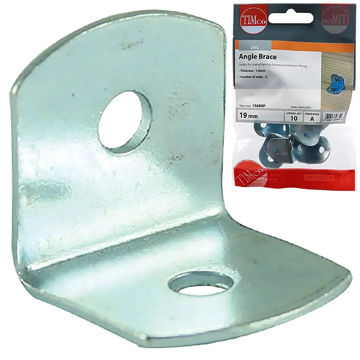 Timco Angled Brace For 90 Degree Joists Zinc Plated Steel 19 X 19 X 19Mm 10 Pack Timpac 1
