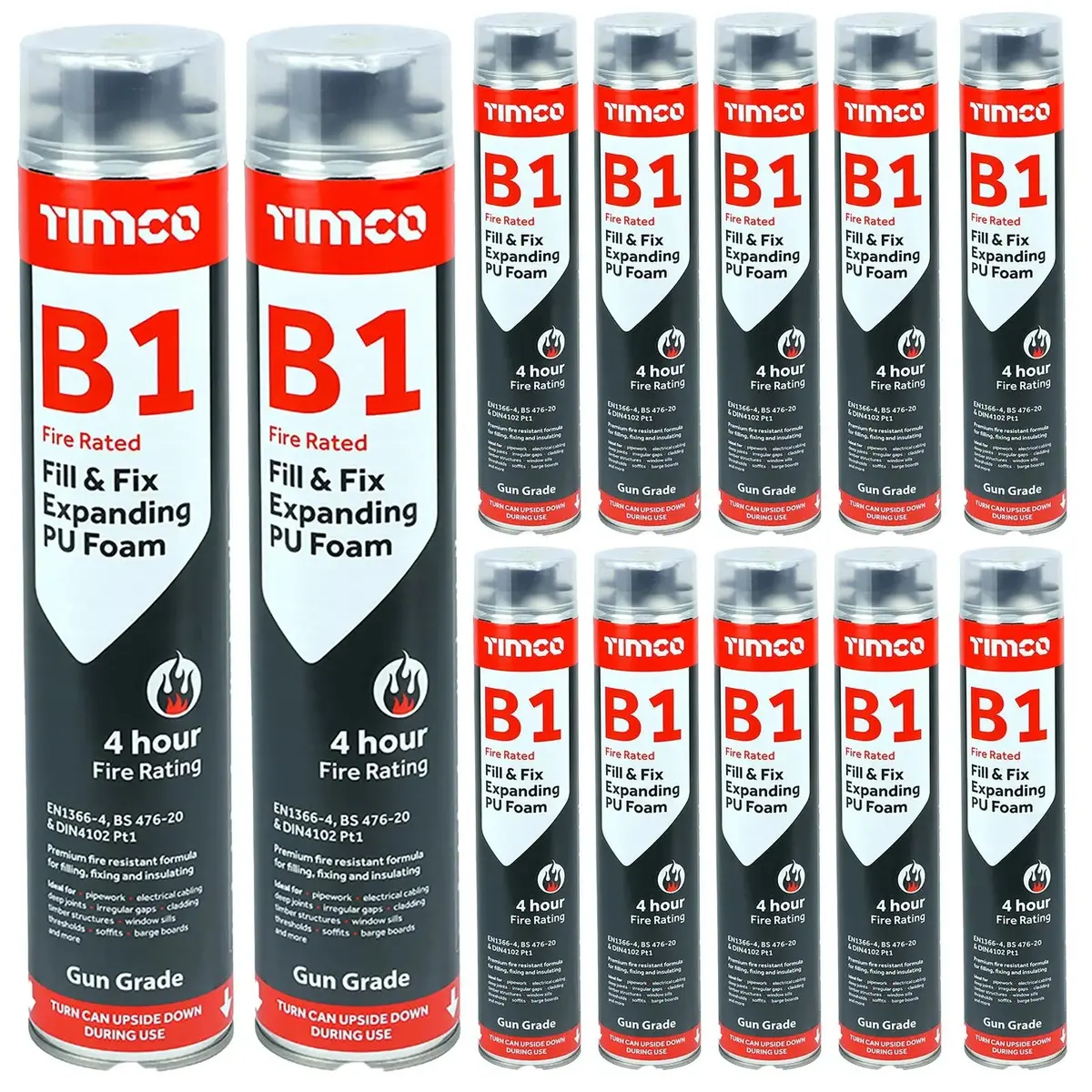Timco B1 Fill And Fix Expanding Pu Foam Fire Rated 750Ml Can Gun Grade 12 Pack Carton 1
