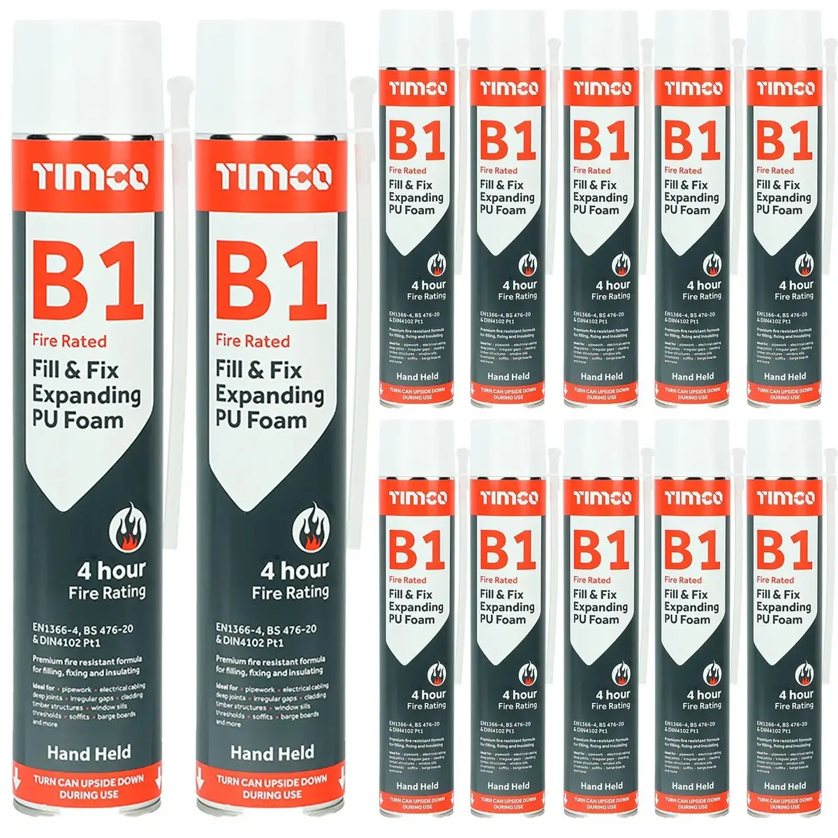 Timco B1 Fill And Fix Expanding Pu Foam Fire Rated 750Ml Can Hand Held 12 Pack Carton 1