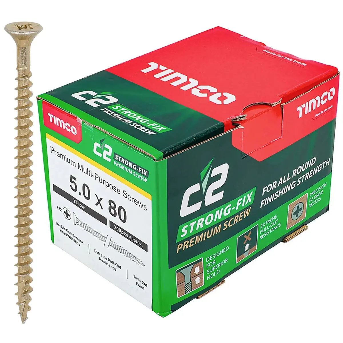 Timco C2 Strong Fix Pozi Premium Wood Screws Boxed Double Countersunk 1