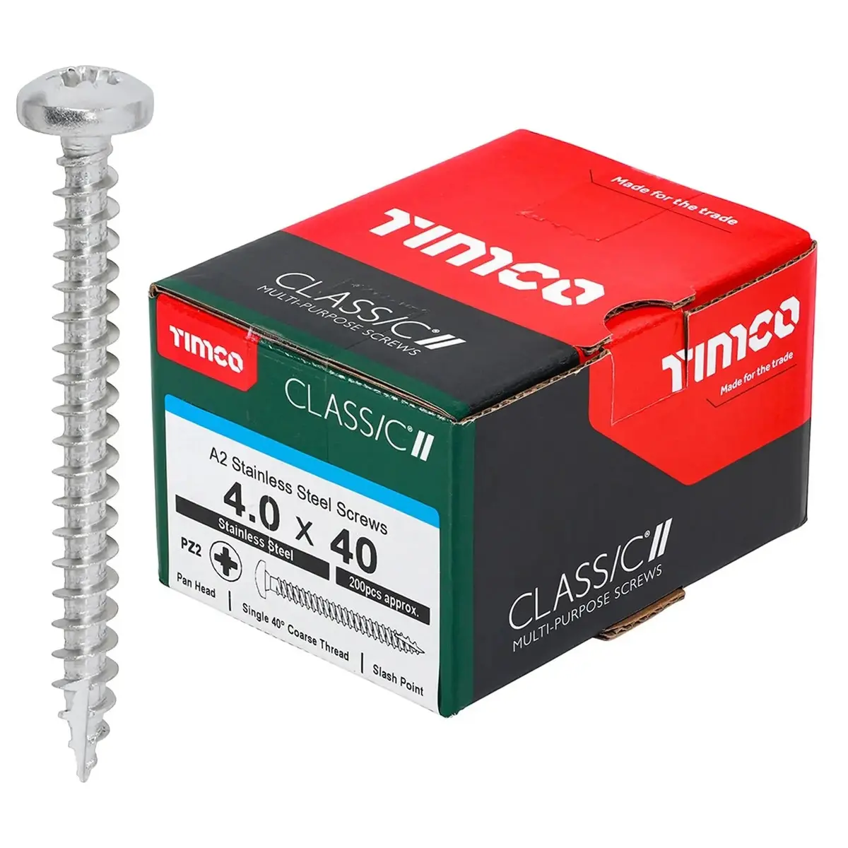 Timco Classic Multi Purpose Screws Pan Head A2 Stainless Steel Pozi Boxed - Choose Size 1