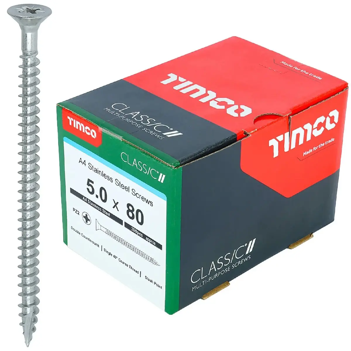Timco Classic Wood Screw A4 Stainless Steel Countersunk Multi Purpose 1
