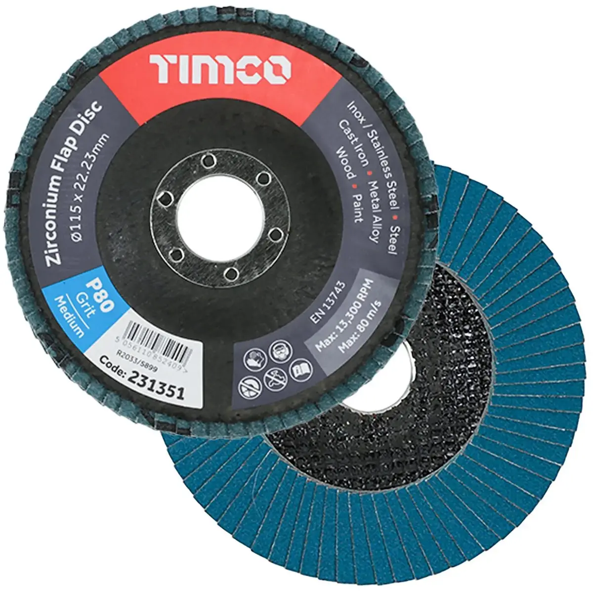 Timco Flap Discs Zirconium 115Mm For Metal And Wood Premium Heavy Duty 10 Pack - Choose Grit 3