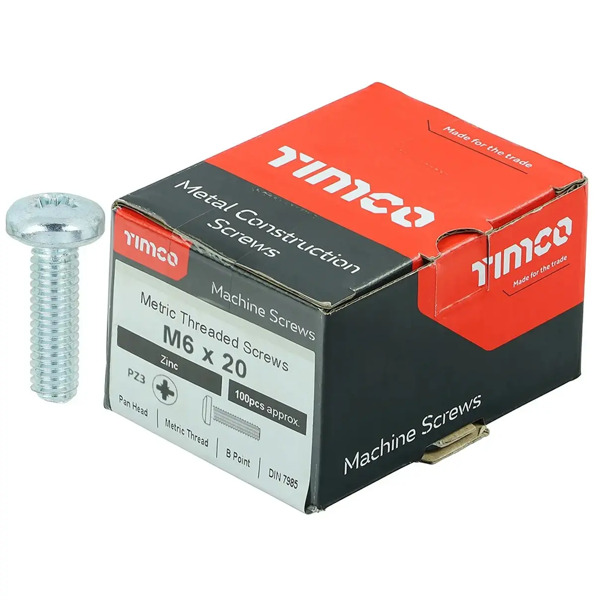 Timco Zinc-Plated Pan Head Machine Screws with Pozi Drive – 100-Pack, Multiple Sizes Available