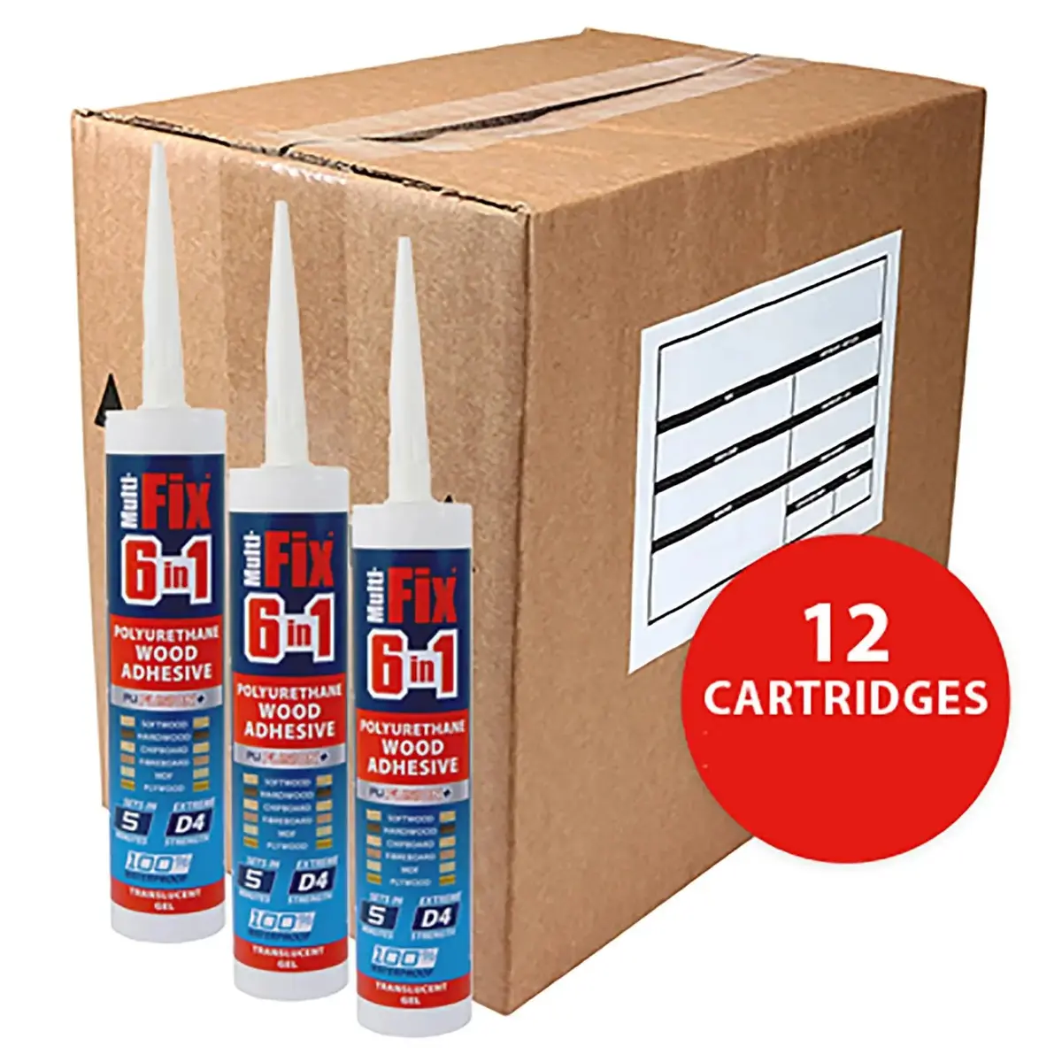 Timco Pu Wood Adhesive Glue 5 Minute D4 Translucent Gel 310Ml Cartridge 12 Pack 1