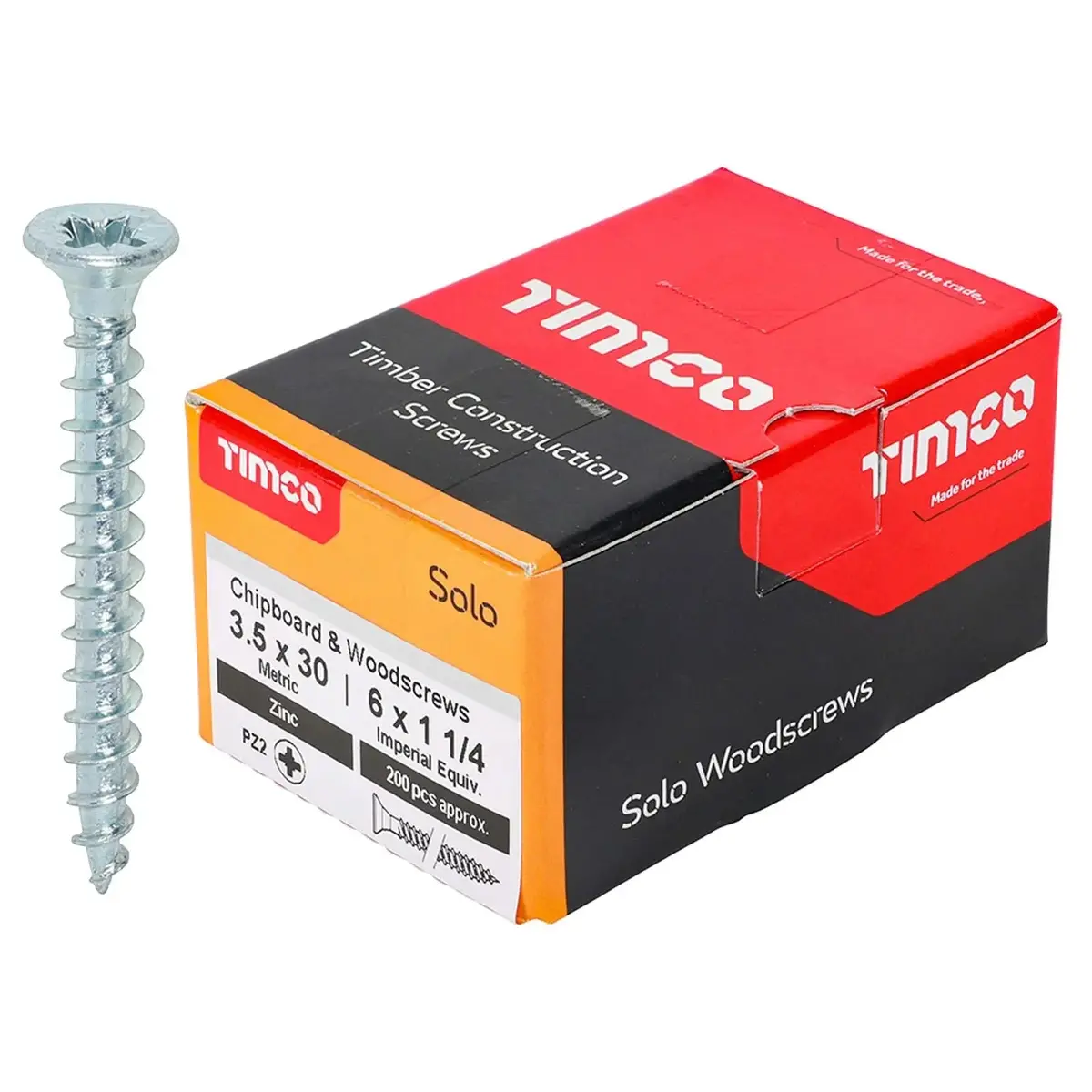 Timco Solo Wood Screws Zinc Double Countersunk Pozi Boxed - Choose Size 8