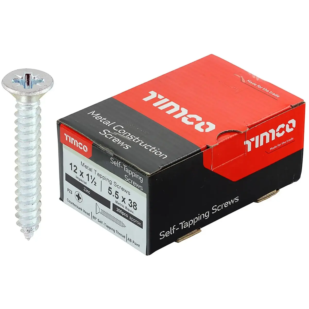 Timco Self Tapping Screws Countersunk Zinc Pozi - Choose Size 1