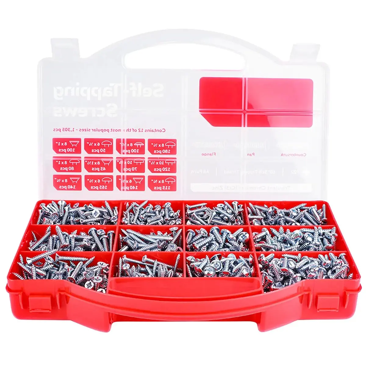 Timco Self Tapping Screws Mixed Assortment Tray Pan Countersunk Flange Head 1305 Screws 1