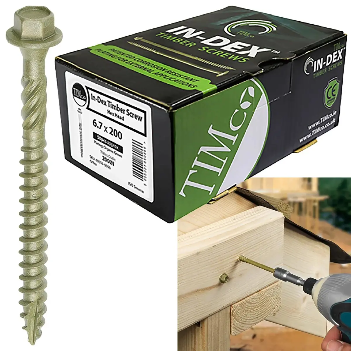 Timco Timber Framing And Landscaping Screws Hex Head Exterior Green Orgainc 6.7Mm 3