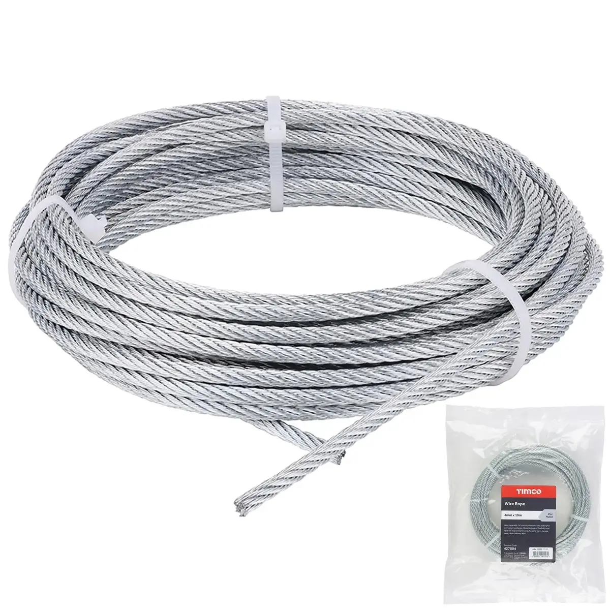 Timco Wire Rope Zinc Plated 7X7 Construction - Choose Size 3
