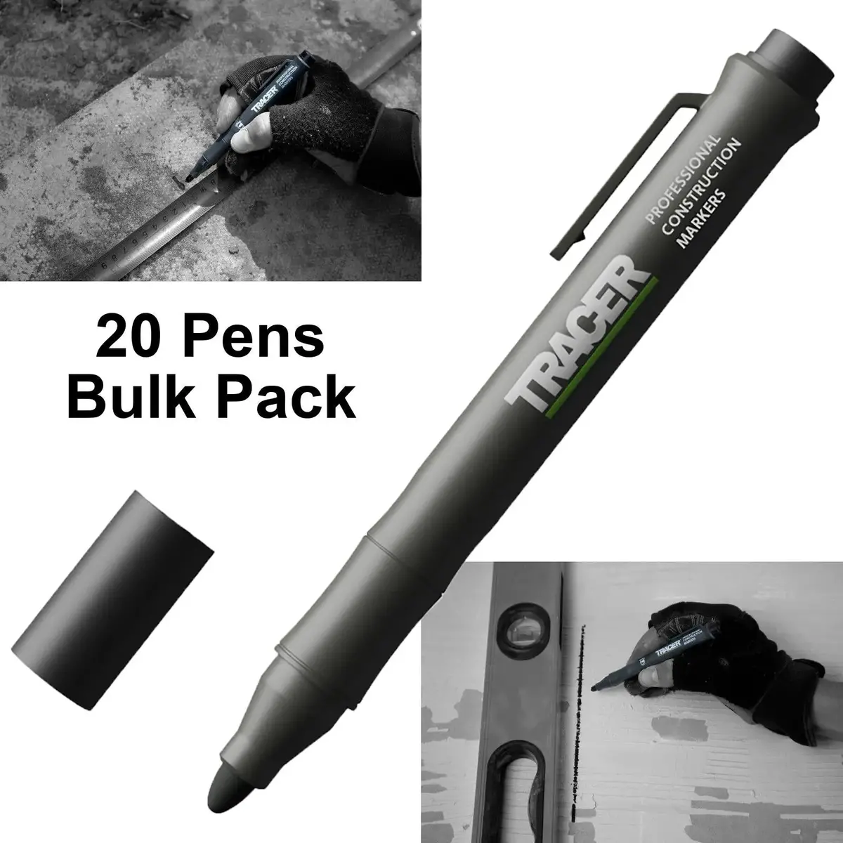 Tracer Clog Free Permanent Marker Pen Black Bullet Point Pack Of 20 Pens 1