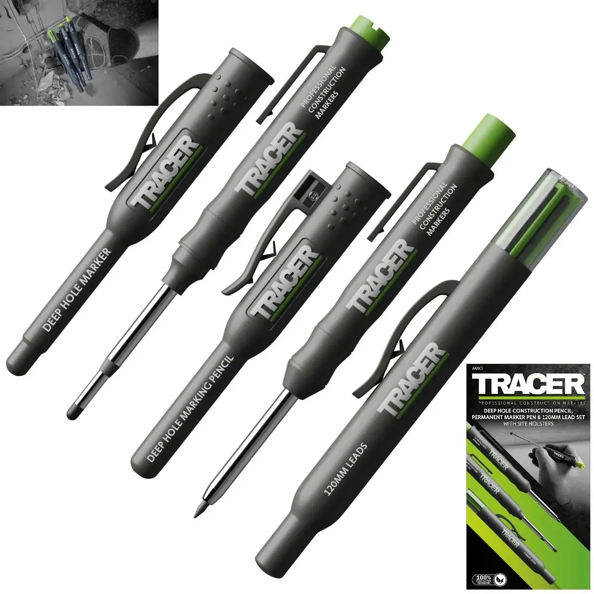 Tracer Complete Marking Kit Deep Hole Marker Pen Pencil And Alh1 Lead Set With Holsters 1