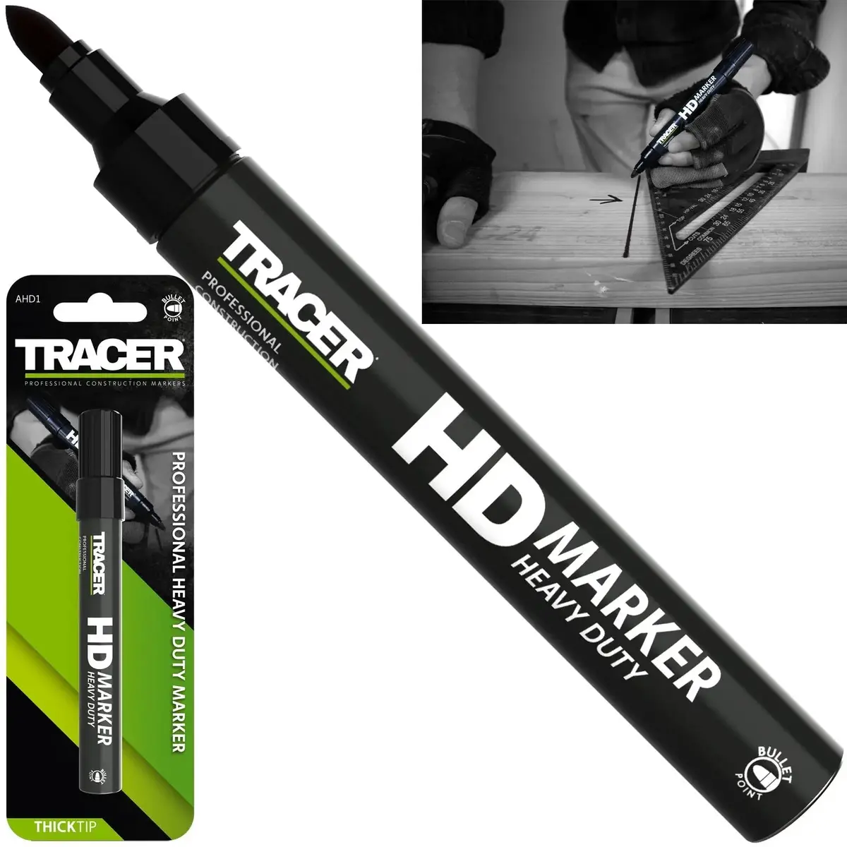 Tracer Heavy Duty Permanent Marker Pen Black 1-3Mm Bullet Point 1