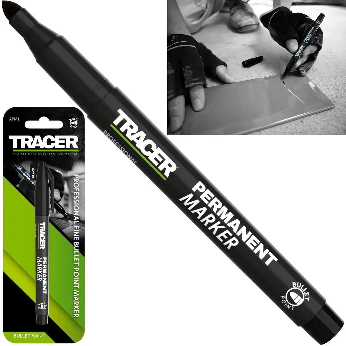 Tracer Permanent Marker Pen Black 1-2Mm Fine Bullet Point 1