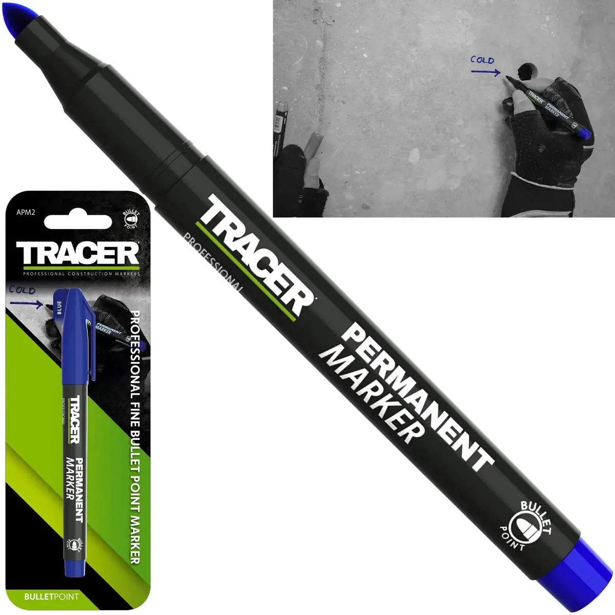 Tracer Permanent Marker Pen Blue 1-2Mm Fine Bullet Point 1