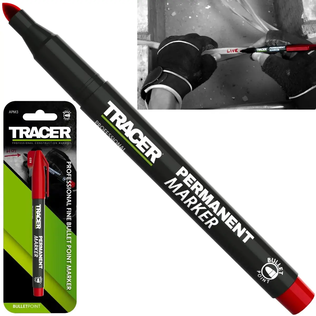 Tracer Permanent Marker Pen Red 1-2Mm Fine Bullet Point 1