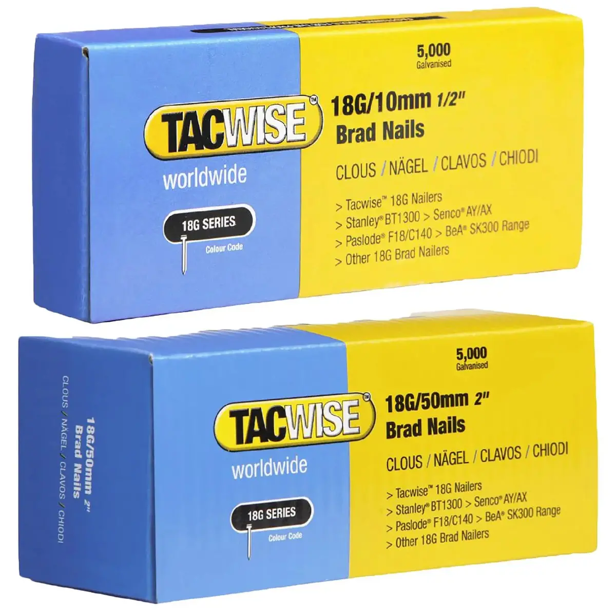 Tacwise Brad Nails 18 Gauge For Nail Guns 5000 Pack 10-50Mm 1