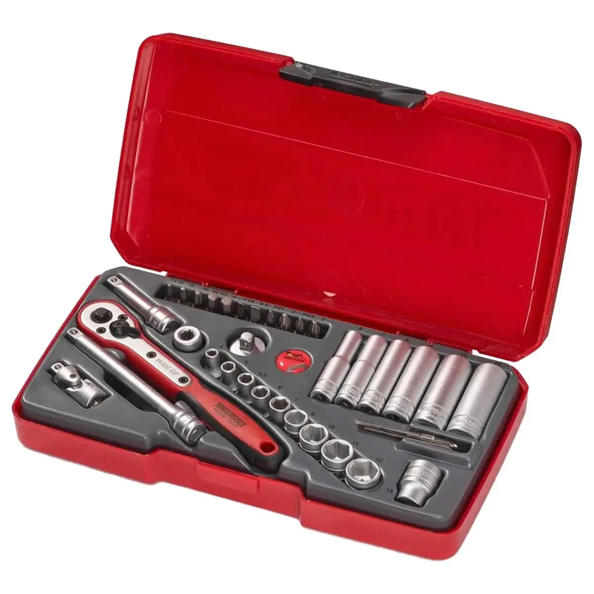 Teng Tools 1/4" Drive Socket Set 6 Point 36 Pieces In Case T1436 1