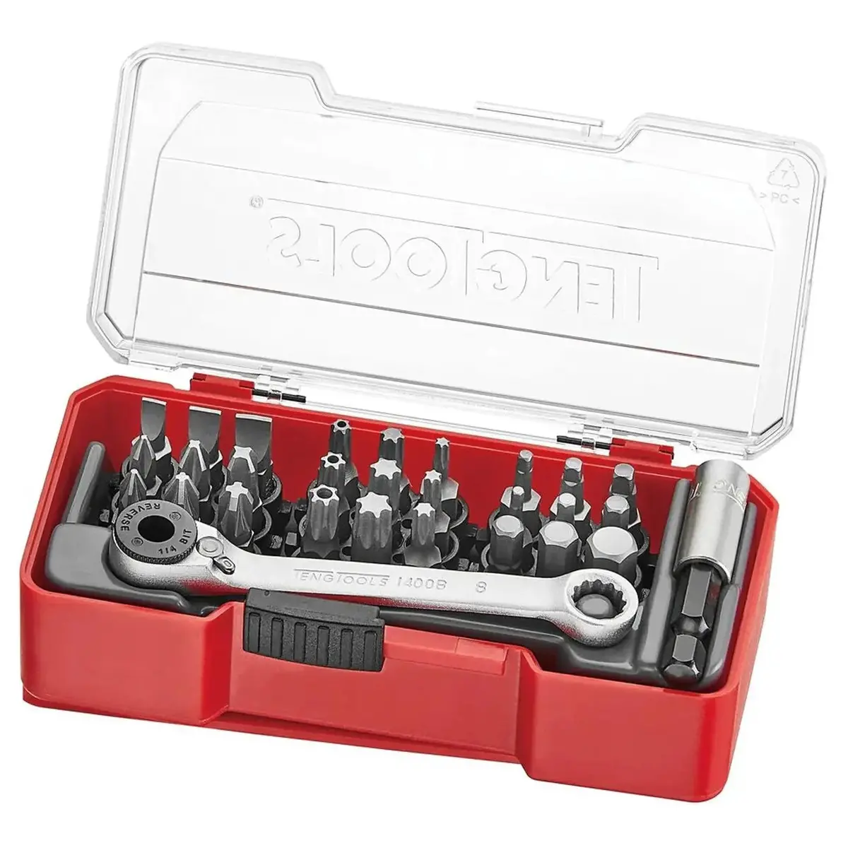 Teng Tools Mixed Screwdriver Bit Set With Ratchet And Belt Clip 29 Pieces Tj1429 1