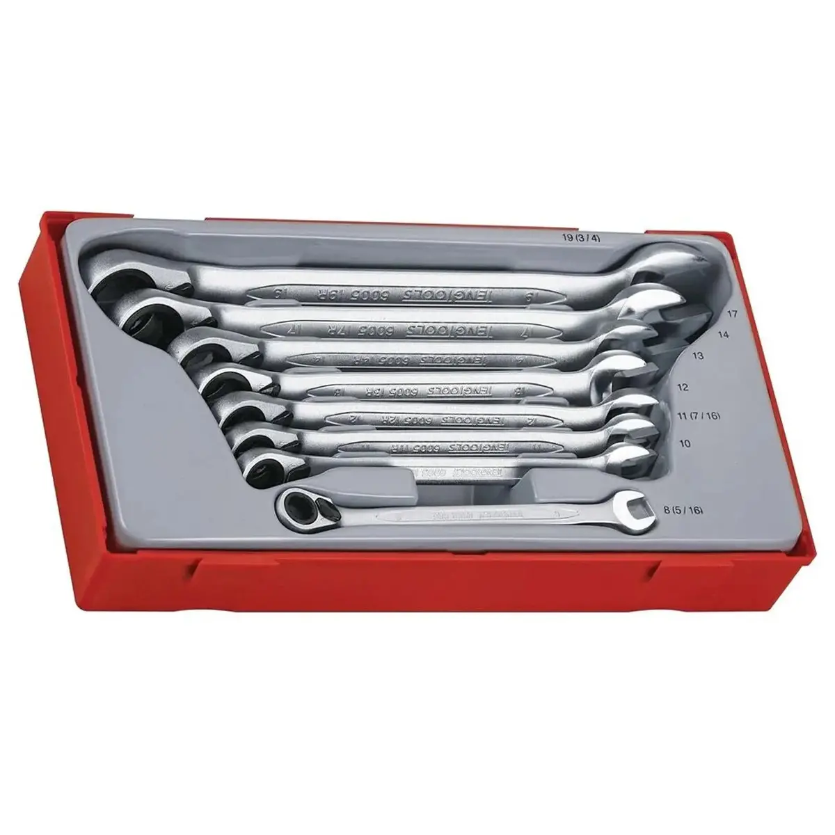 Teng Tools Ratchet Combination Spanner Set Fixed Head 8-19Mm 8 Pieces Tt6508r 1