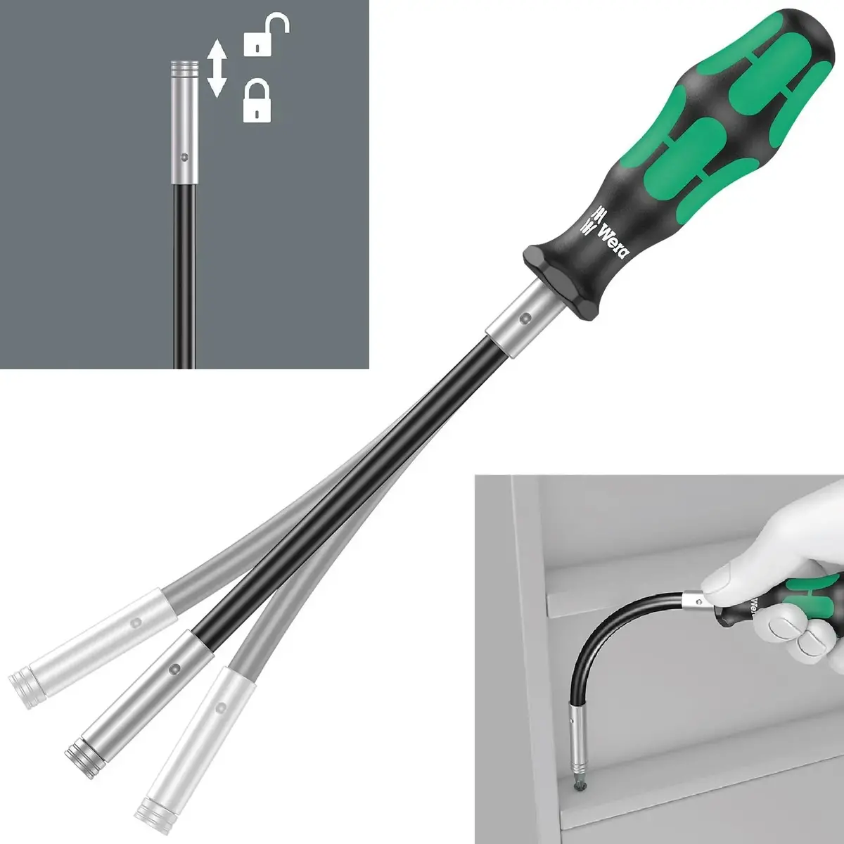 Wera 393 S Kraftform Kompakt Screwdriver Bit Holder Extra Slim With Flexible Shaft 1