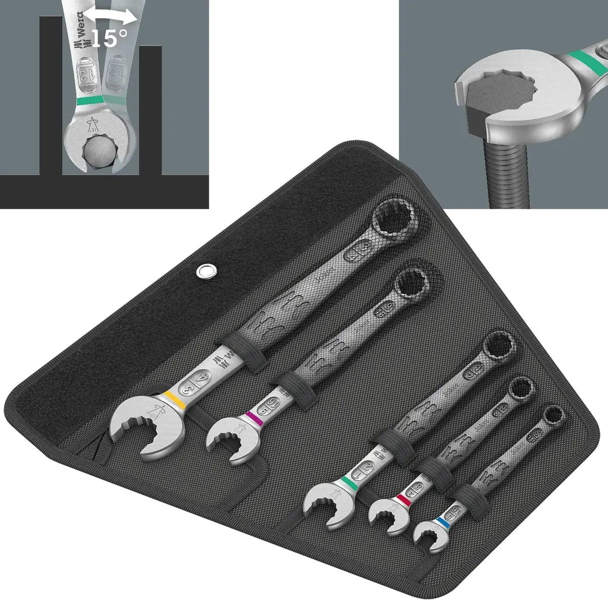 Wera 6003 Joker 5 Imperial Set 1 Combination Spanner Wrench 5 Piece 5/16"-3/4" In Case 1