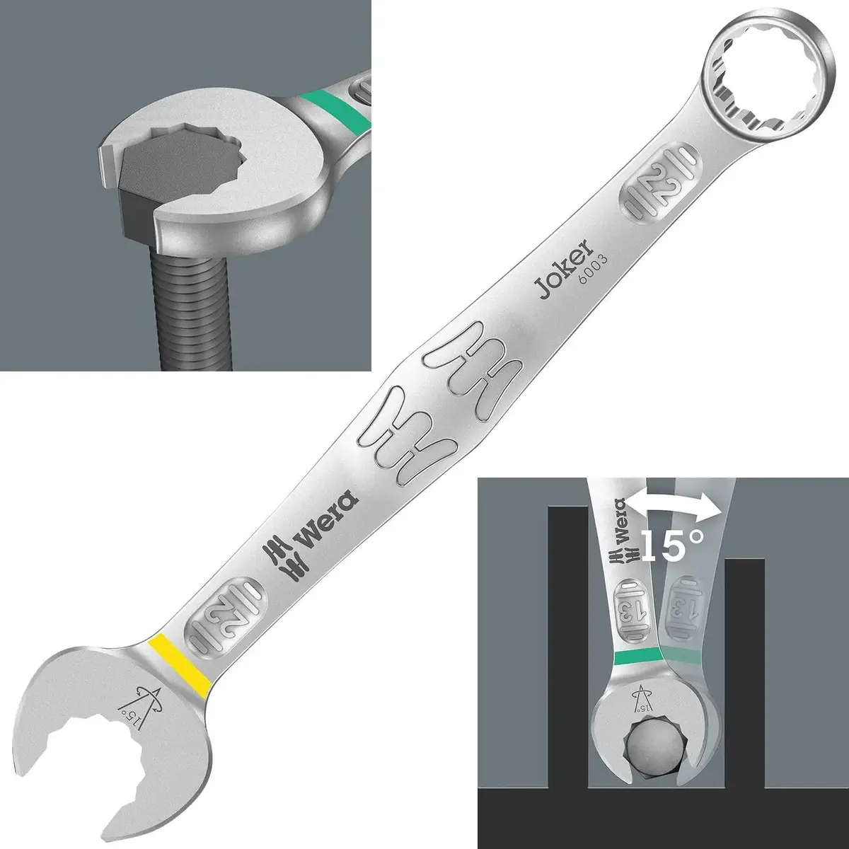 Wera 6003 Joker Combination Spanner Wrench Open End Ring Metric 18