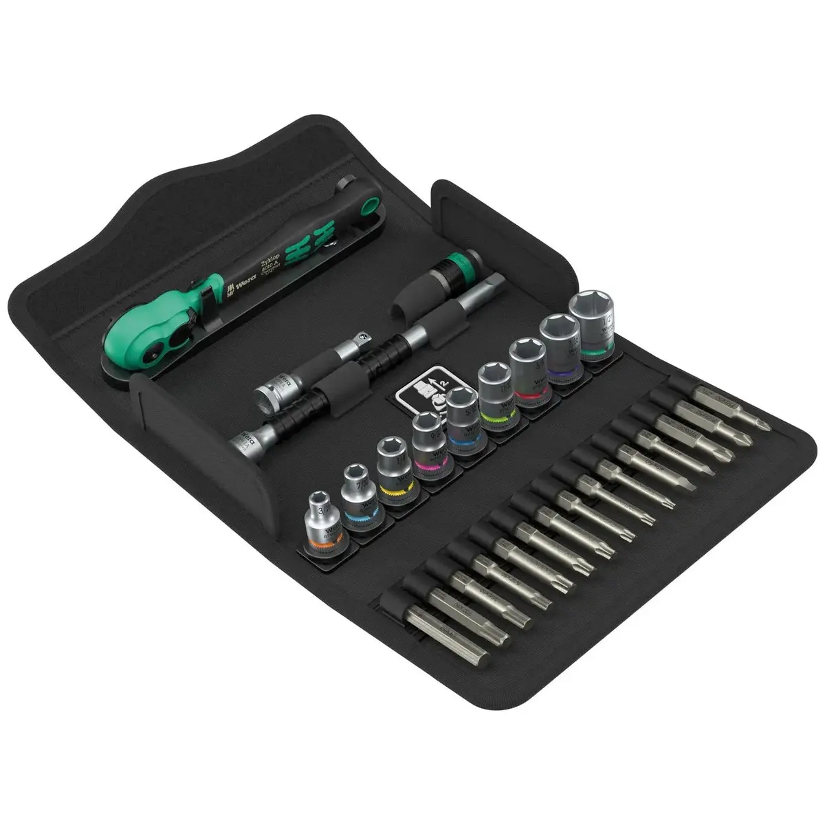 Wera 8100 Sa 15 Zyklop Comfort Ratchet Set Reversible 1/4" Drive Imperial In Case 28 Pieces 1